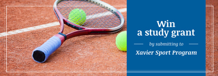 Sport Program Grant Offer Tennis Racket on Court Tumblr Design Template