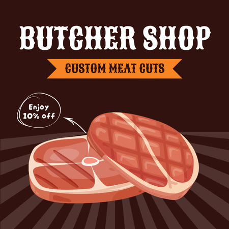 Butcher Shop Offer Designed in Wild West Style Instagram AD Design Template