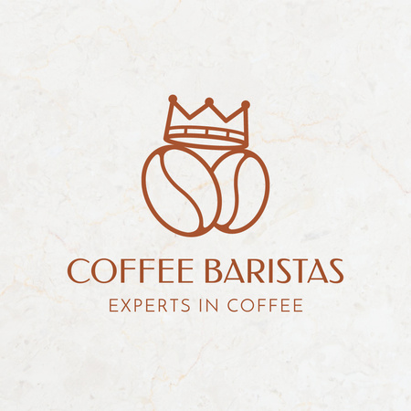 Ontwerpsjabloon van Logo 1080x1080px van Cafe Baristas Ad with Coffee Beans and Crown