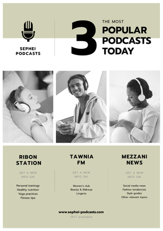 Popular podcasts with Young Women Poster A3 Design Template