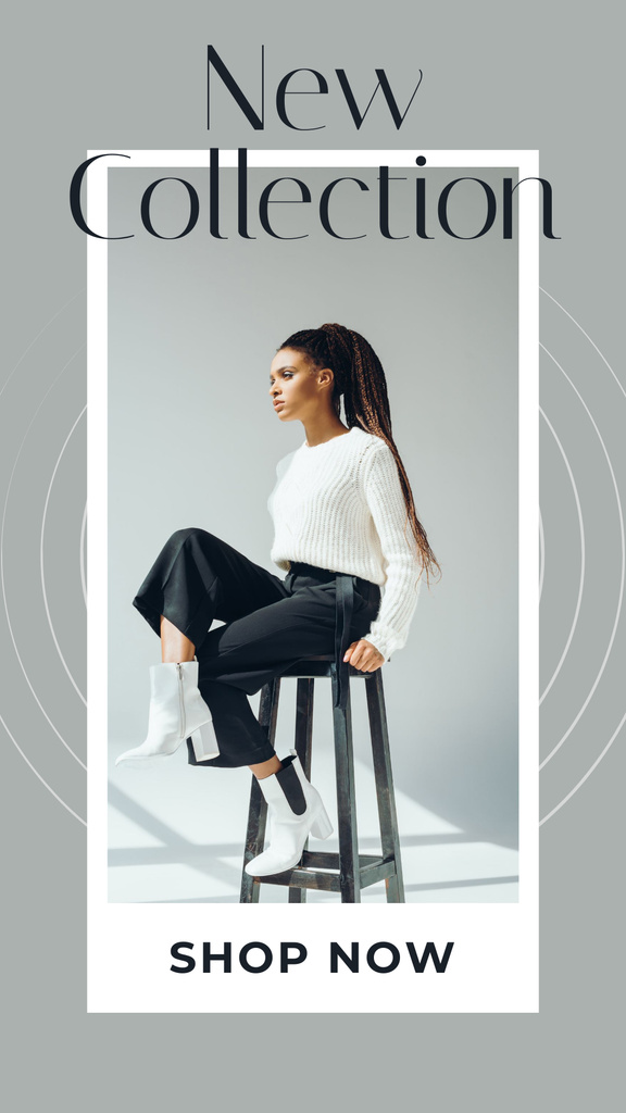 Designvorlage Stylish Woman on Bar Chair für Instagram Story