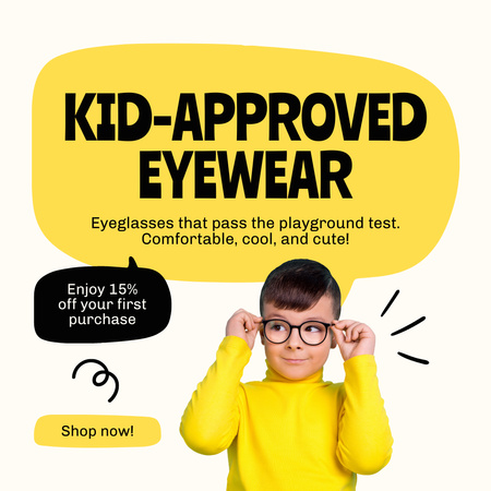 Modèle de visuel Offre de lunettes approuvées par les enfants avec réduction - Instagram