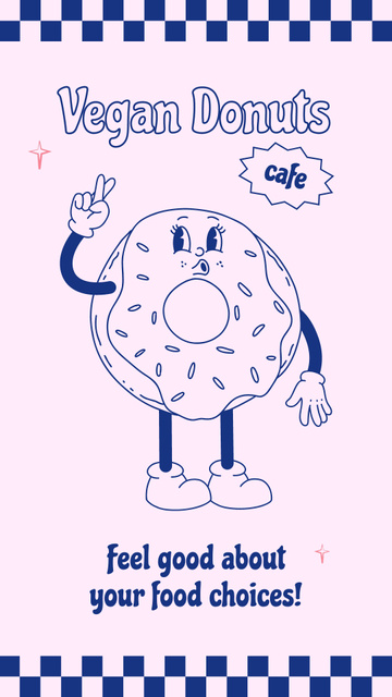 Vegan Donuts Cafe Promotion With Slogan Instagram Video Story Πρότυπο σχεδίασης