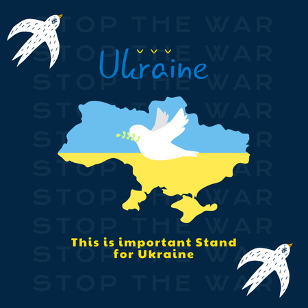 Ontwerpsjabloon van Instagram van Motivation to Stand for Ukraine with Birds
