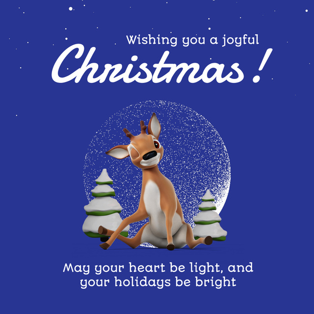 Joyful Christmas Holiday Celebration with Cute Deer Animated Postデザインテンプレート