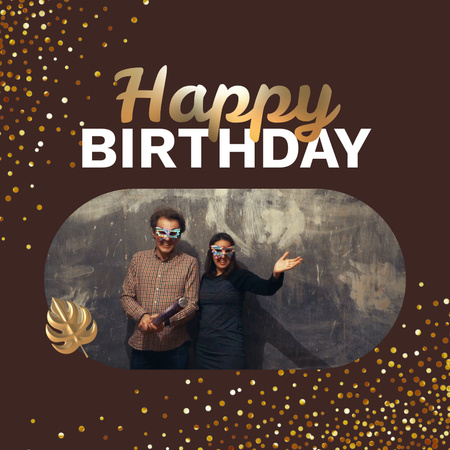 Birthday Congrats With Confetti In Brown Animated Post Design Template