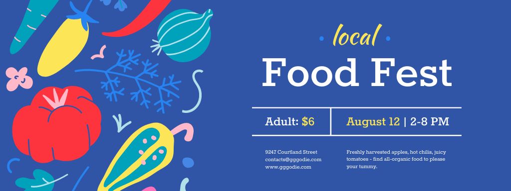 Local Food Fest with Vegetables Illustration Ticket – шаблон для дизайна