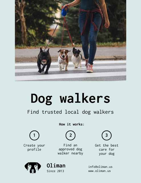 Small Domestic Dogs Walking Poster 8.5x11in Design Template