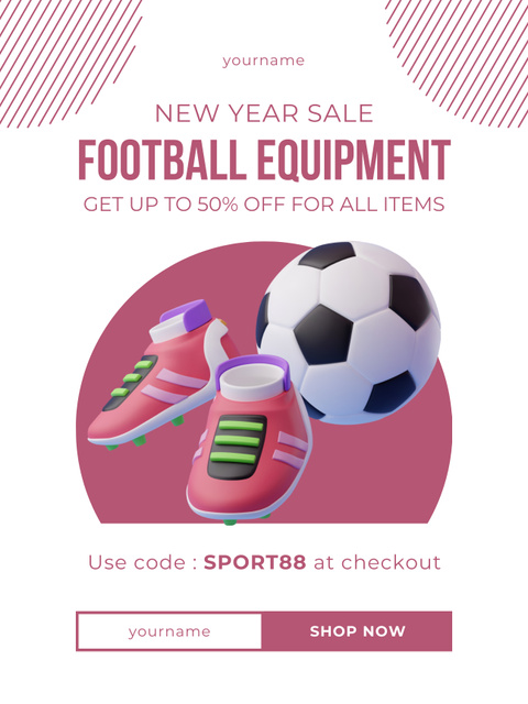 New Year’s Sale of Sports Equipment Poster US – шаблон для дизайна