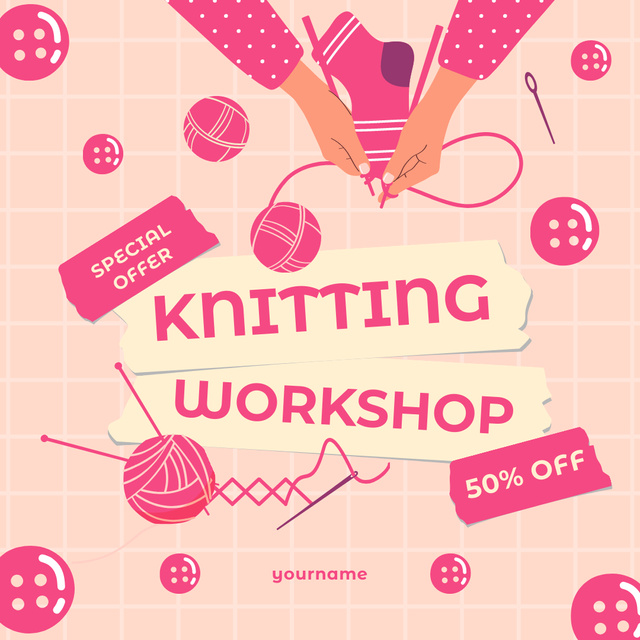 Ontwerpsjabloon van Instagram van Special Offer on Handmade Knitwear