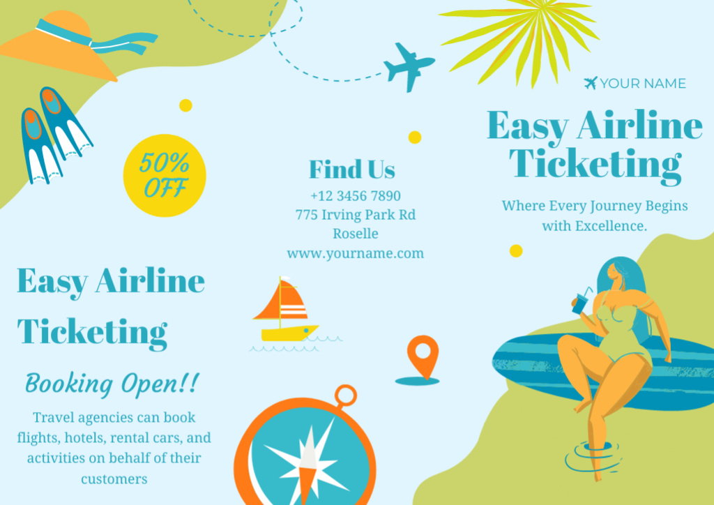 Surfing Tour with Easy Ticketing Brochure – шаблон для дизайна
