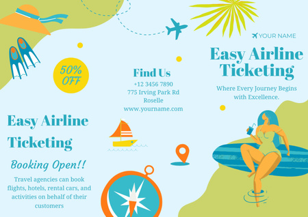 Surfing Tour with Easy Ticketing Brochure Design Template