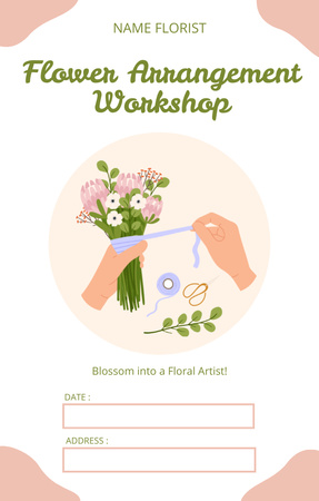 Flower Arrangement Workshop Announcement Invitation 4.6x7.2in Design Template