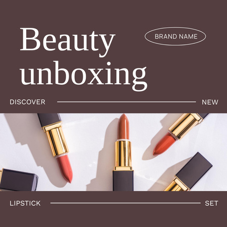 Evento de unboxing de produtos de beleza em marrom Animated Post Modelo de Design