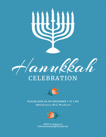 Ontwerpsjabloon van Flyer 8.5x11in van Delightful Hanukkah Holiday Celebration With Menorah