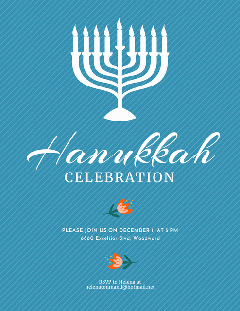 Delightful Hanukkah Holiday Celebration With Menorah Flyer 8.5x11in Design Template