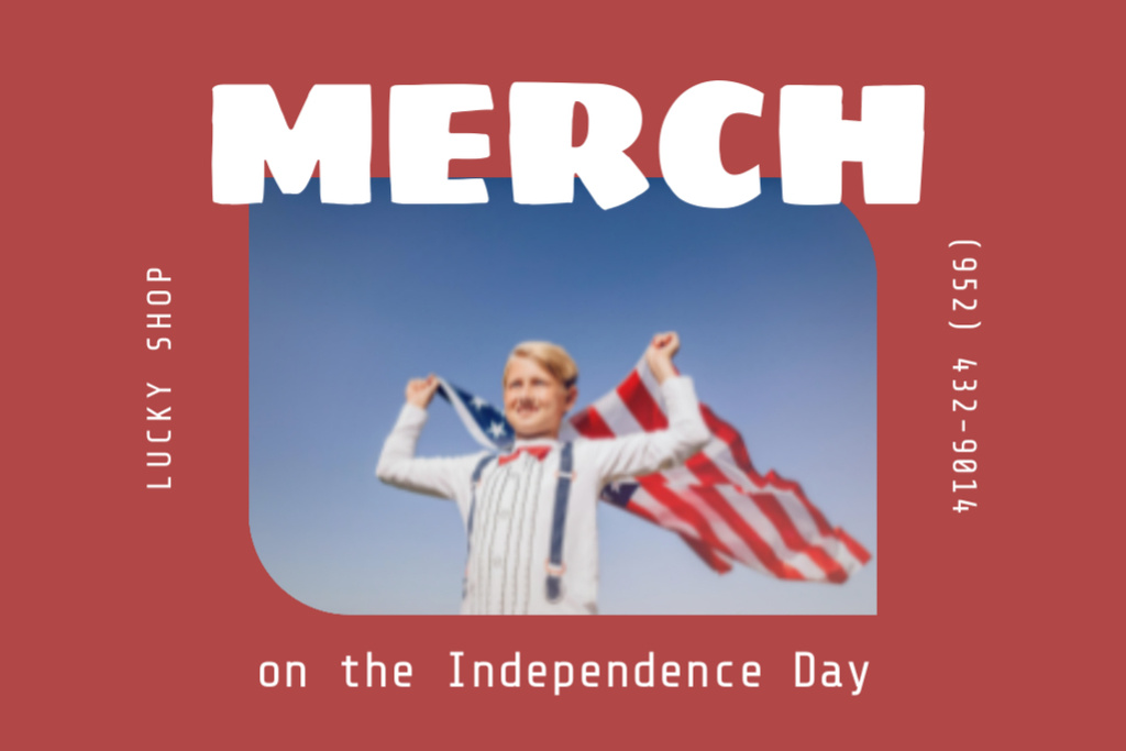 Szablon projektu Merch For USA Independence Day Sale Offer in Red Frame Postcard 4x6in