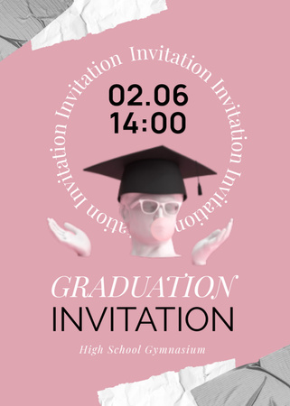 Prominent Grad Ceremony and Party Announcement Invitation Modelo de Design