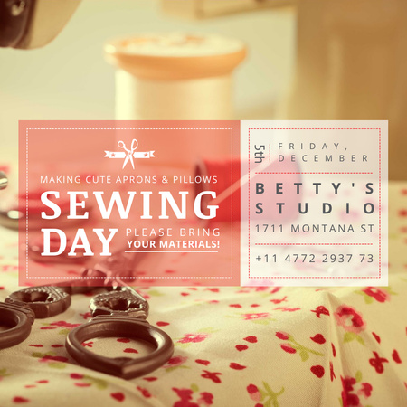 Sewing day event with needlework tools Instagram AD Tasarım Şablonu