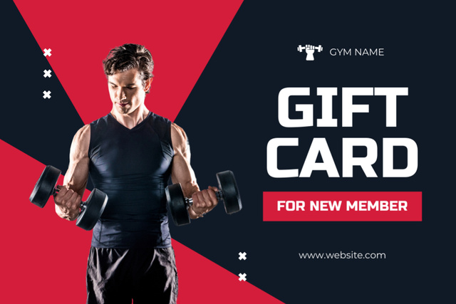 Gift Voucher with Discount for Gym Access with Strong Man Gift Certificate Design Template