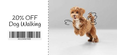 Dog Walking Services Ad with Cute Pup Coupon Din Large Design Template