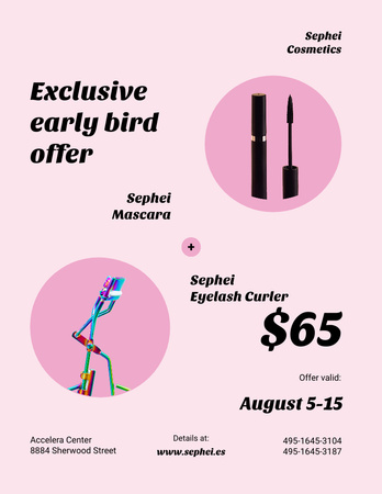 Platilla de diseño Stunning Cosmetics Sale Offer with Eyelash Curler Poster 8.5x11in
