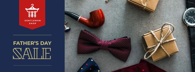 Stylish male accessories for Father's Day Facebook cover Tasarım Şablonu