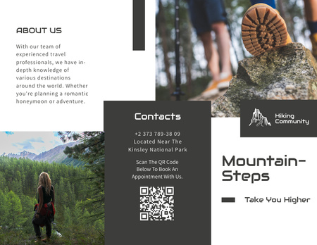 Ontwerpsjabloon van Brochure 8.5x11in van Aanbieding van toeristische uitstapjes naar de bergen