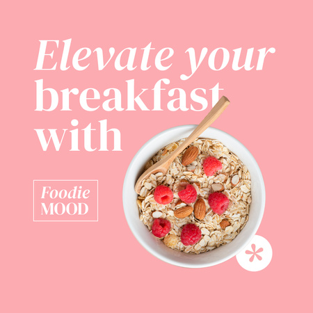 Yummy Cereal with Milk on Breakfast Animated Post Design Template