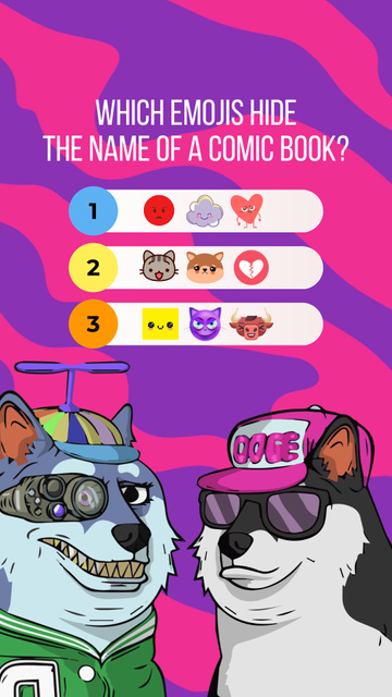Designvorlage Emoji With Quiz About Comic Book für Instagram Video Story