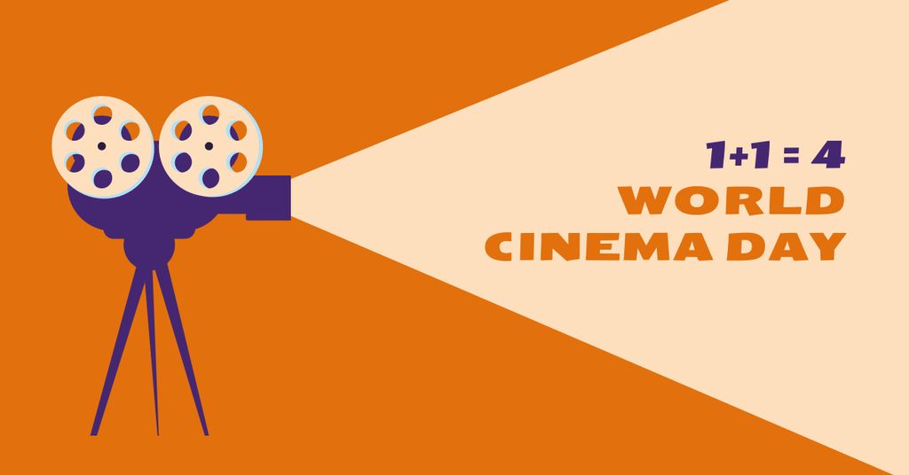 Cinema Day Offer with Film Projector Facebook AD Modelo de Design