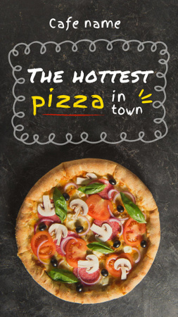 Ontwerpsjabloon van Instagram Story van Pizza op grijze achtergrond