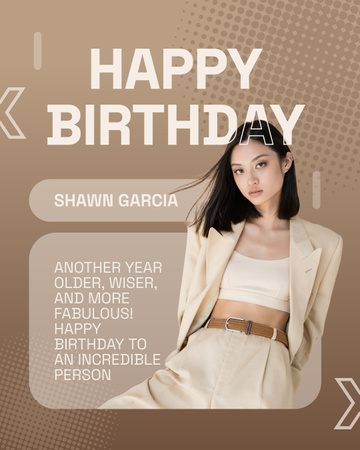 Best Birthday Wishes with Beautiful Young Birthday Girl Instagram Post Vertical Design Template