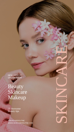 Promoção de cosméticos de beleza e maquiagem para cuidados com a pele Instagram Story Modelo de Design