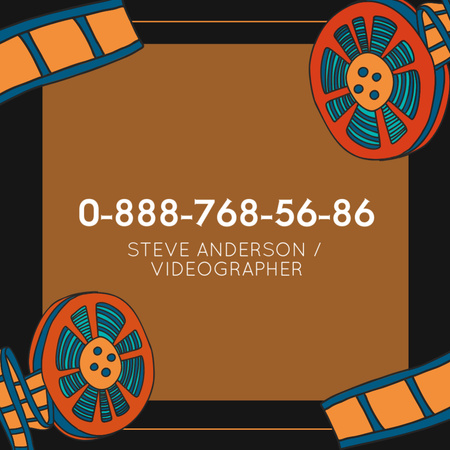 Contacts Of Videographer For Video Recording Square 65x65mm tervezősablon