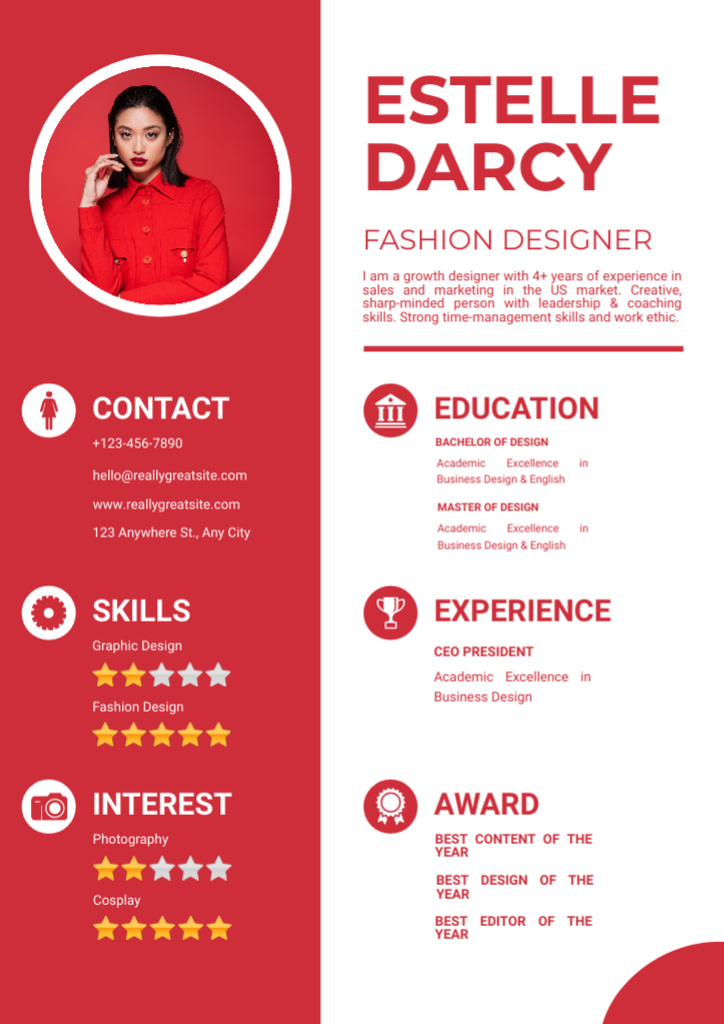 Template di design Fashion And Graphic Designer Skills And Experience Resume