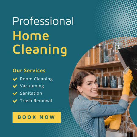 Professional Home Cleaning Service Green Instagram Modelo de Design