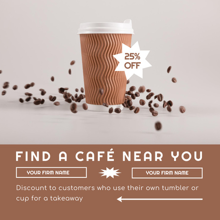 Ontwerpsjabloon van Animated Post van Coffee in Paper Cup and Coffee Beans