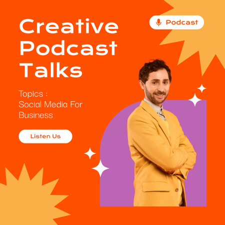 yaratıcı i̇ş podcast 'i LinkedIn post Tasarım Şablonu