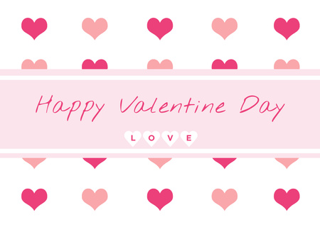 Modèle de visuel Happy Valentine's Day Greetings On White And Pink Color - Card