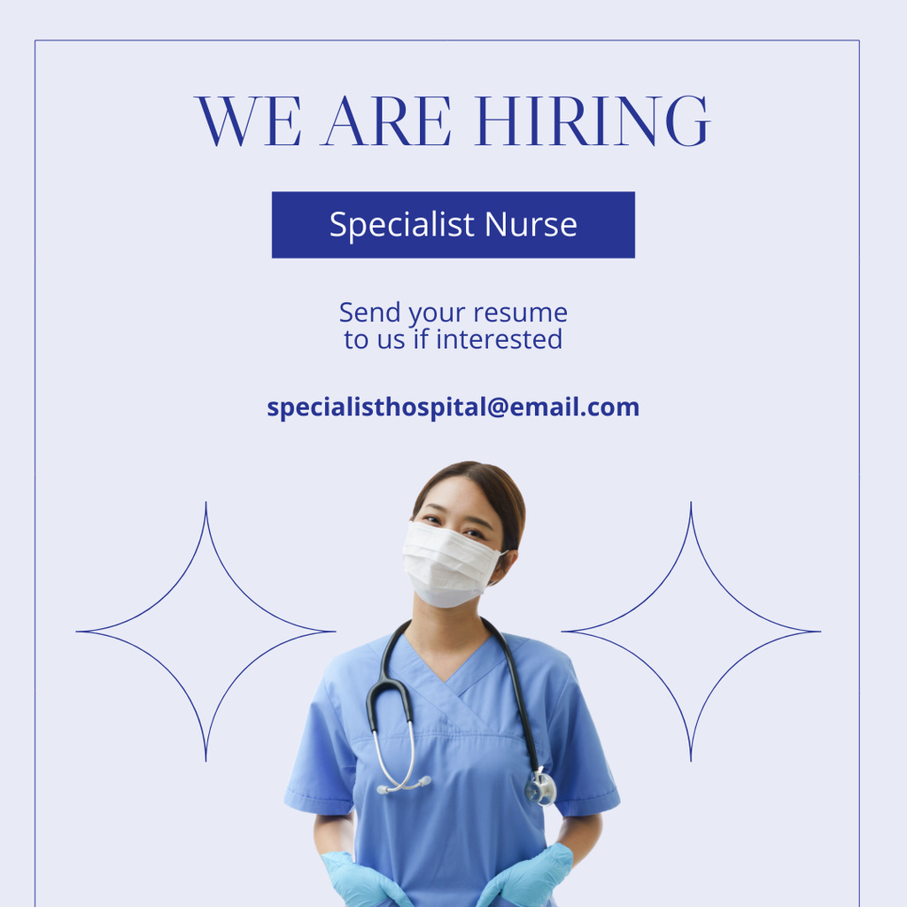 Ontwerpsjabloon van Instagram van Specialist Nurse Open Position Ad