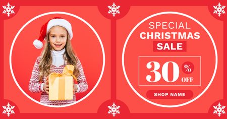お子様へのプレゼントのクリスマス特別セール レッド Facebook ADデザインテンプレート