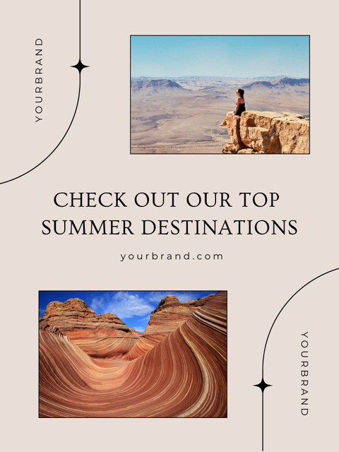 Exciting Touristic Destinations With Summer Landscape Poster 36x48in Šablona návrhu