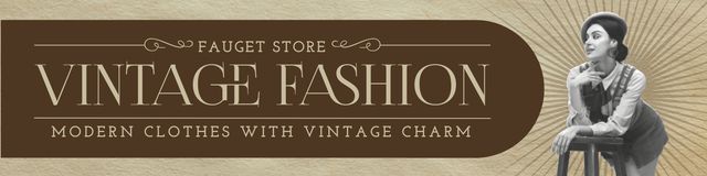 Vintage Fashion Stuff Offer In Antique Store Twitter Design Template
