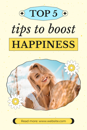 Top Tips for Happines Pinterest Design Template