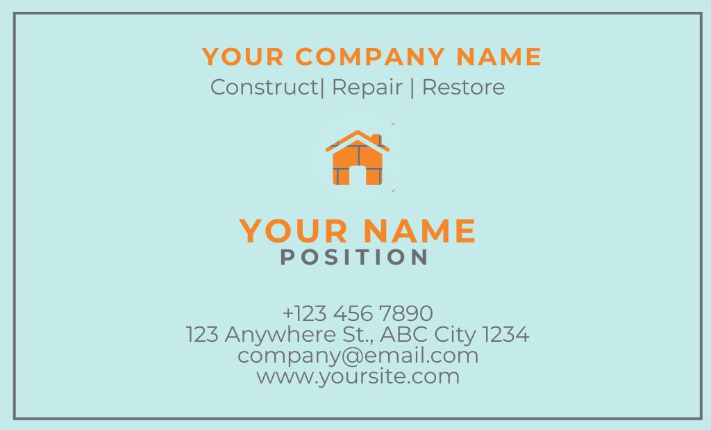 Construction and Remodeling Service Offer on Blue Business Card 91x55mm – шаблон для дизайну