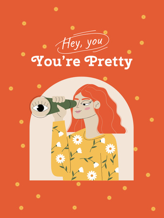 Inspirational Phrase with Cute Girl in Floral Sweater Poster US Šablona návrhu