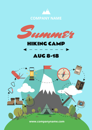 夏のハイキングキャンプ招待状 Posterデザインテンプレート