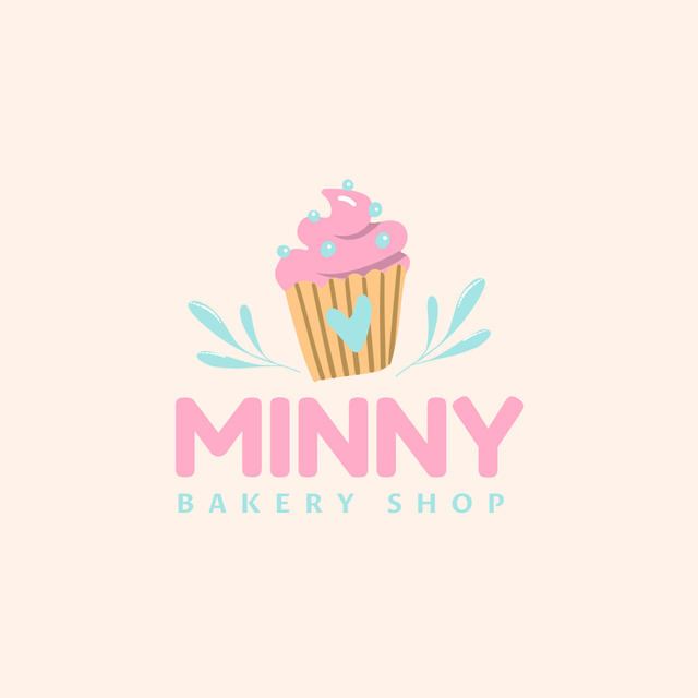 Cute Bakery Ad with a Yummy Cupcake In Yellow Logo Design Template
