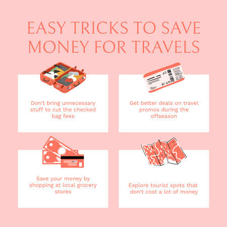 Szablon projektu Wskazówki dotyczące oszczędzania pieniędzy podczas podróży Instagram